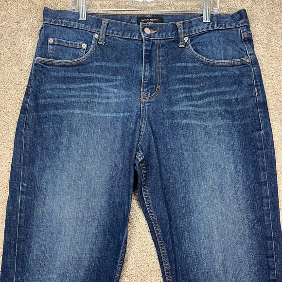 Banana Republic Jeans Mens 36x34 Athletic Fit Dark Wash Lightly Distressed Denim